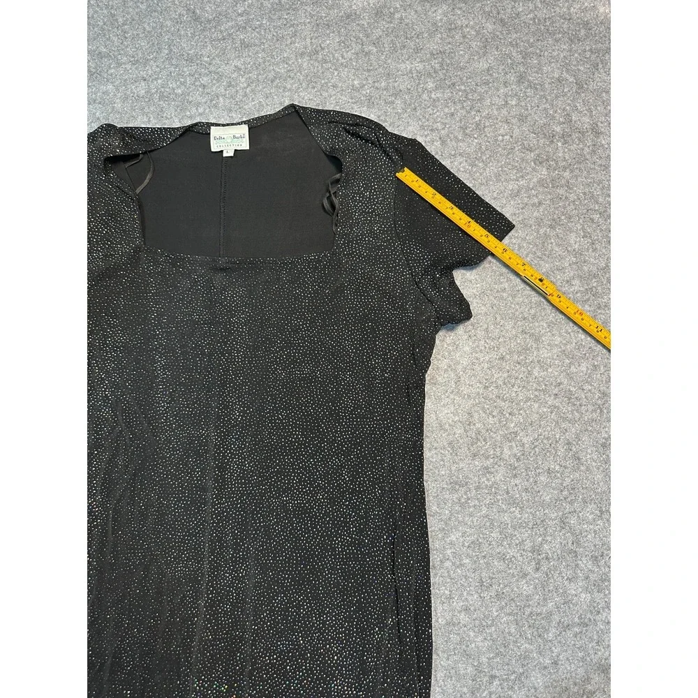 Delta Burke Collection Womens Black Silver Glitter‎ Maxi Dress Square Neck Large